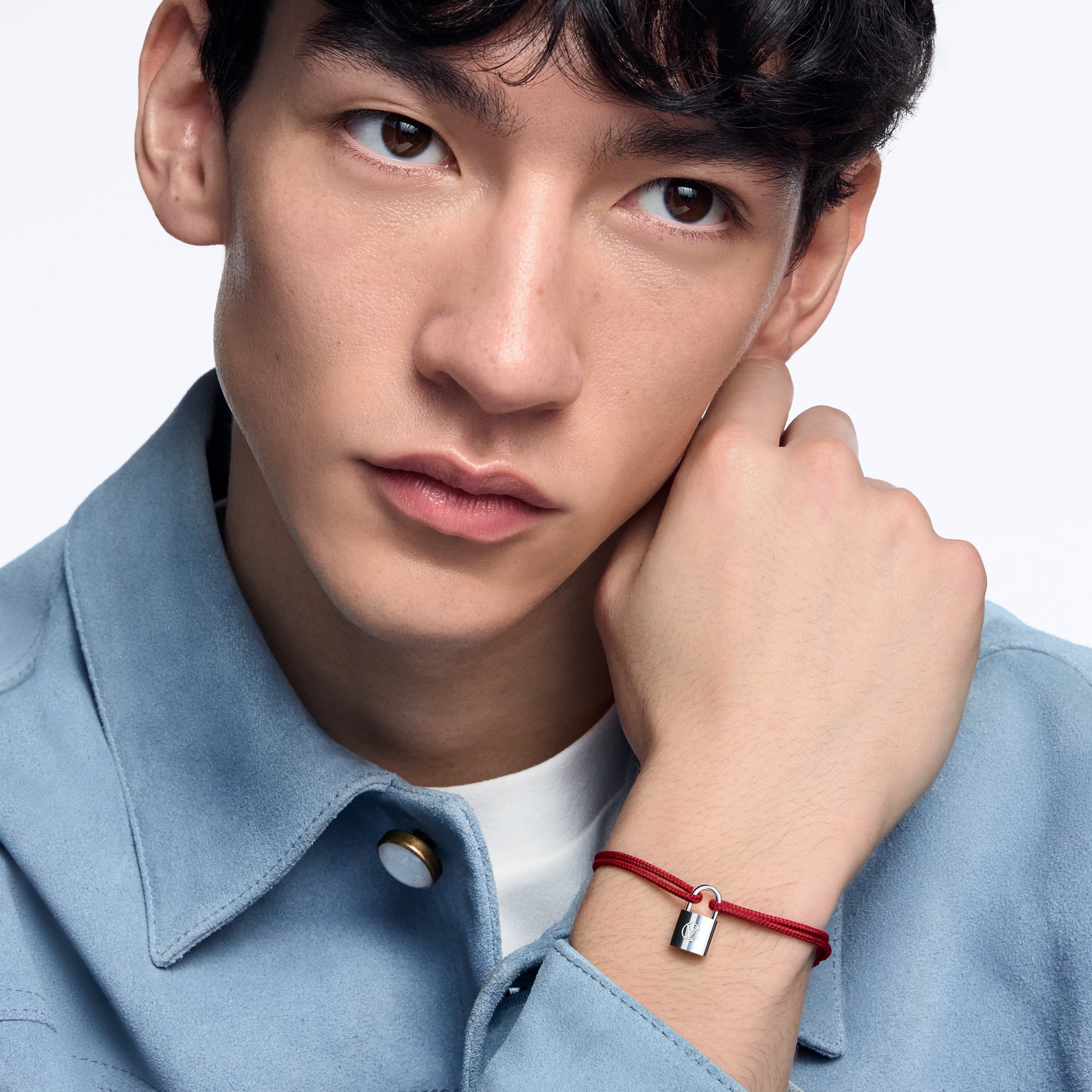 Silver Lockit Bracelet, Sterling Silver and Red Polyester Cord